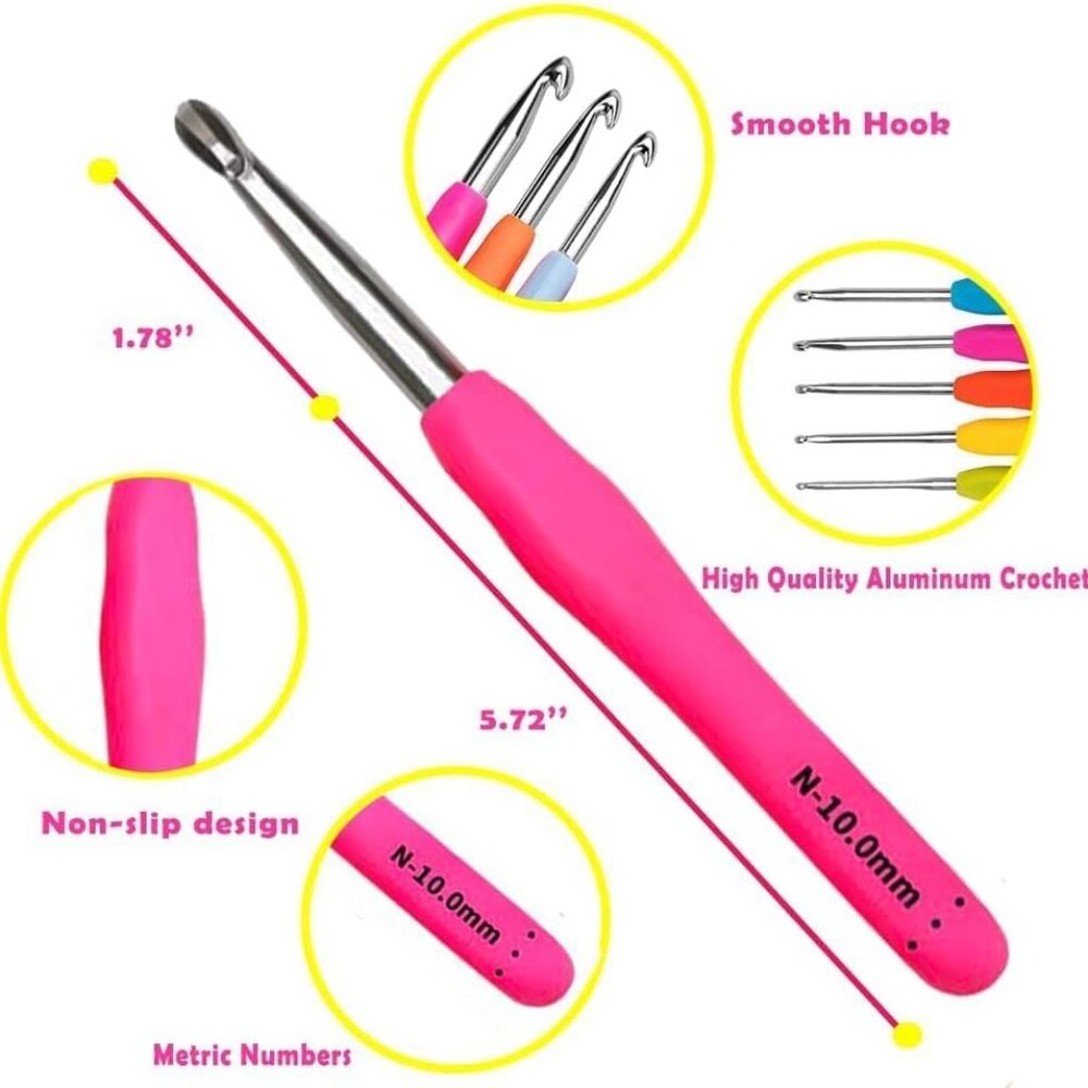 New Crochet Hooks,14 Size Crochet Set 2mm(B)-10mm(N), Ergonomic Crochet Hooks Se - Picture 5 of 6